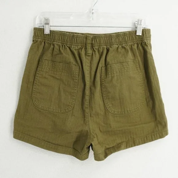 Madewell aj524 Womens Camp Shorts High Waist Green Cotton Elastic Waist Sz Small - Picture 4 of 8